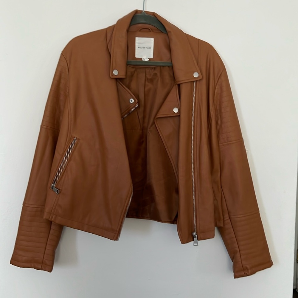 Faux leather moto jacket